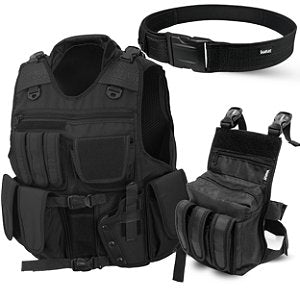 Kit Operacional Colete Swat + Boné Tático + Cinto NA Padrão